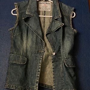blue denim vest